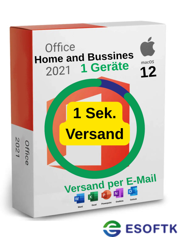 Microsoft Office 2021 Home & Business Für 1 MAC + Updates | Lifetime Kein Abo, Volumen App Aktivierung