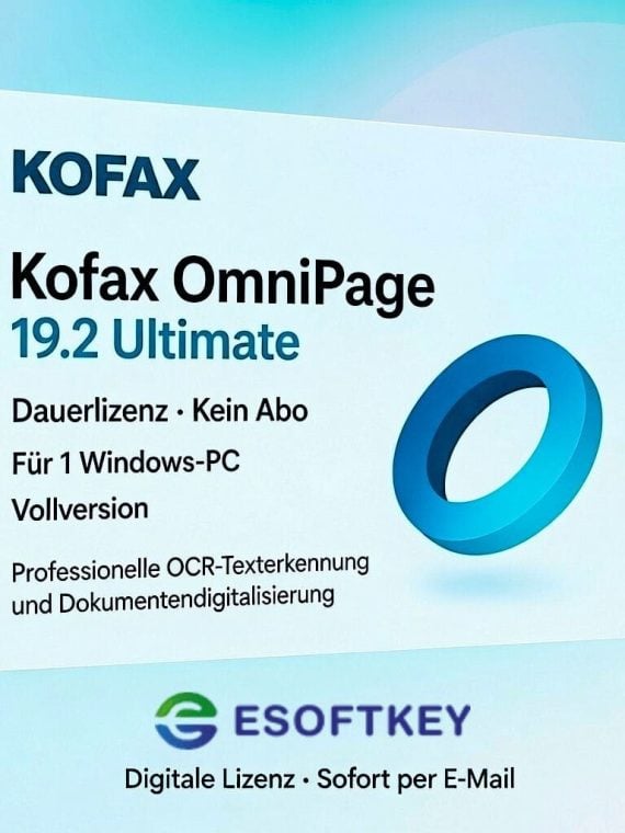 Kofax OmniPage 19.2 Ultimate für 1 PC + Updates | Lifetime Kein Abo