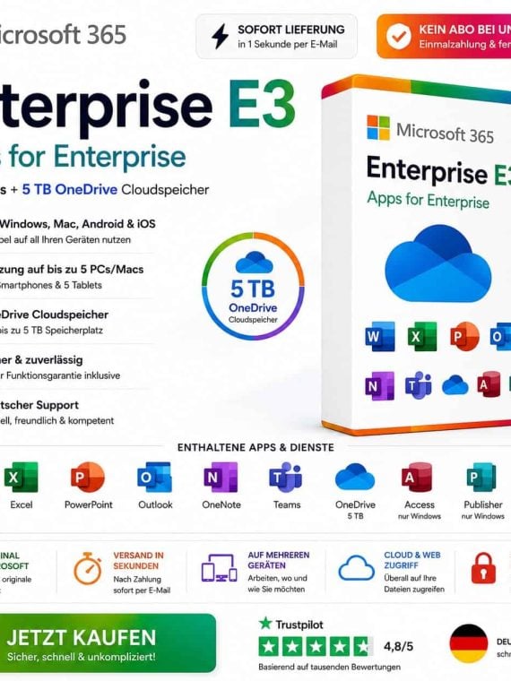 Microsoft Office 365 Windows/Mac 5 Geräte + Updates 5TB Drive | Einmalzahlung Kein Abo